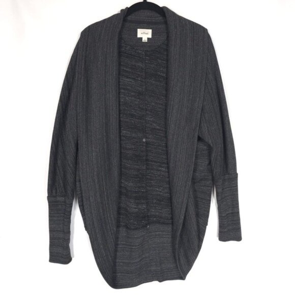 Aritzia Wilfred Diderot Sweater Cocoon Open Cardigan Space Dye Heather Black S - Picture 1 of 14